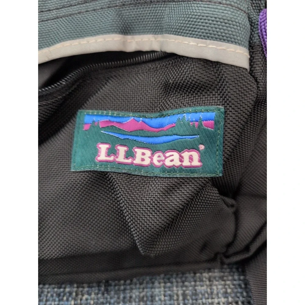 Vintage LL Bean Continental‎ Green Purple & Black School Backpack Large Monogram